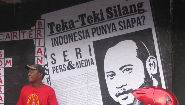 In this 2014 file photo, a mural depicting journalist Udin is pictured in Yogyakarta, Indonesia, TEMPO/Anang Zakaria