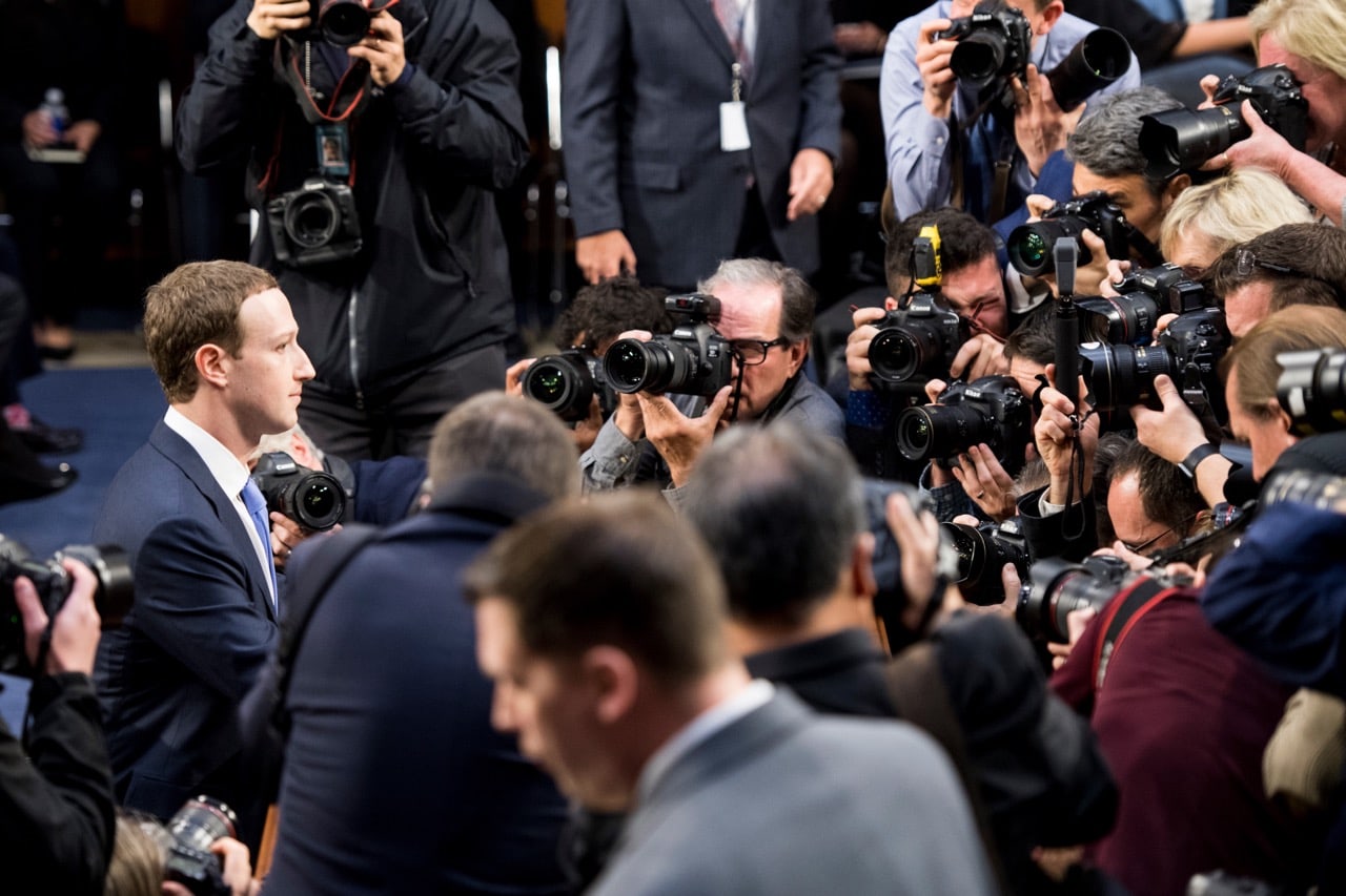 Facebook CEO Mark Zuckerberg before the start of the Senate Commerce, Science and Transportation Committee and Senate Judiciary Committee joint hearing on 'Facebook, Social Media Privacy, and the Use and Abuse of Data', Washington, D.C., 10 April 2018, Bill Clark/CQ Roll Call