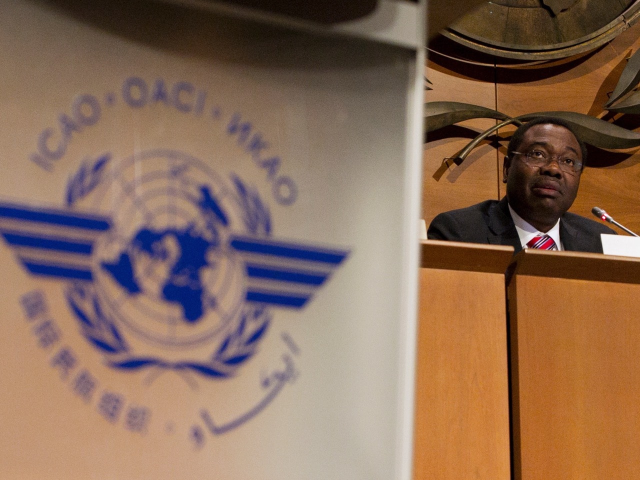 International Civil Aviation Organization's (ICAO) Council President Olumuyiwa Benard Aliu speaks at the organisation's global safety meeting in Montreal, 2 February 2015, REUTERS/Christinne Muschi