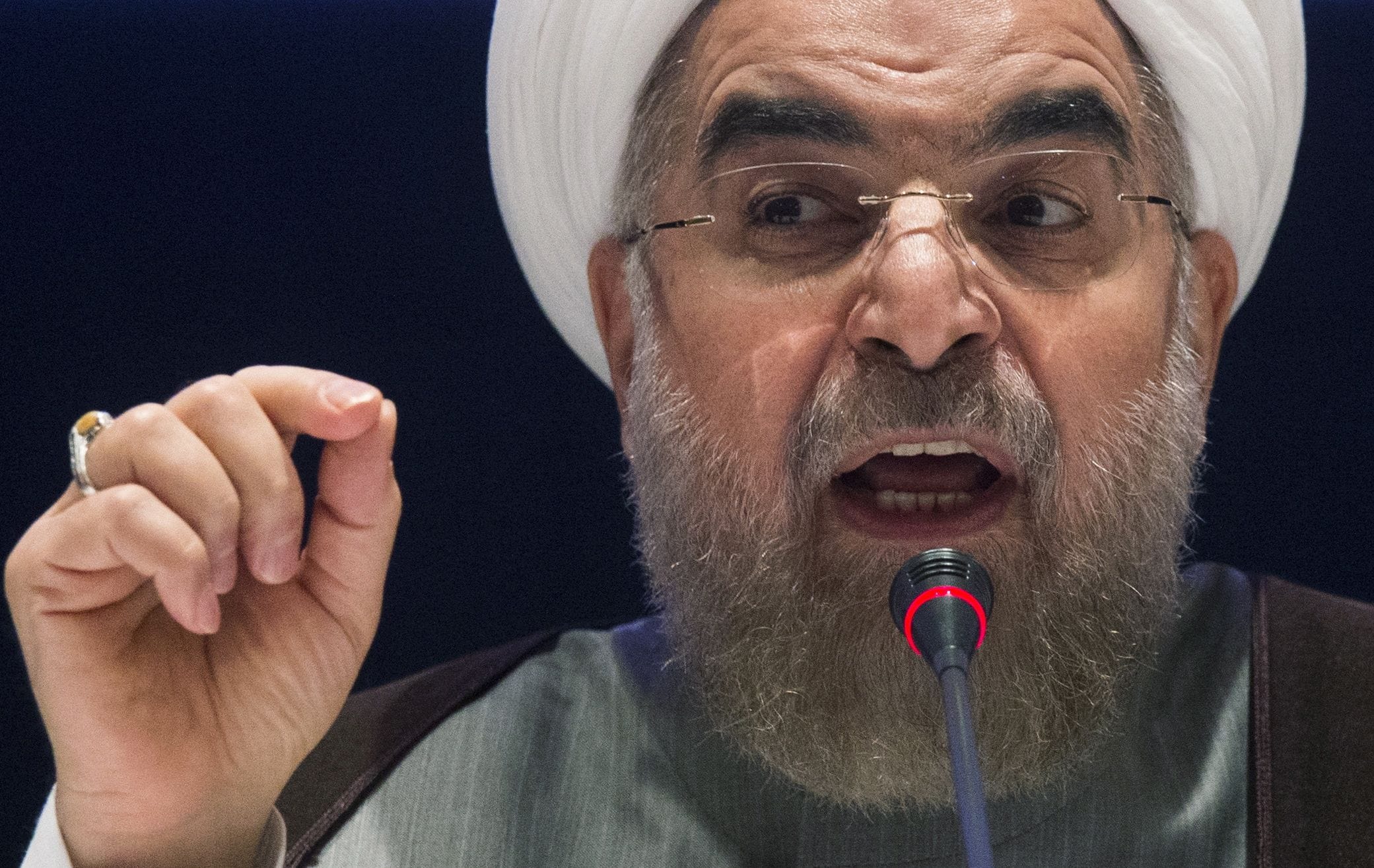 Iran's President Hassan Rouhani replies to a question during a news conference in New York on 26 September 2014, REUTERS/Adrees Latif