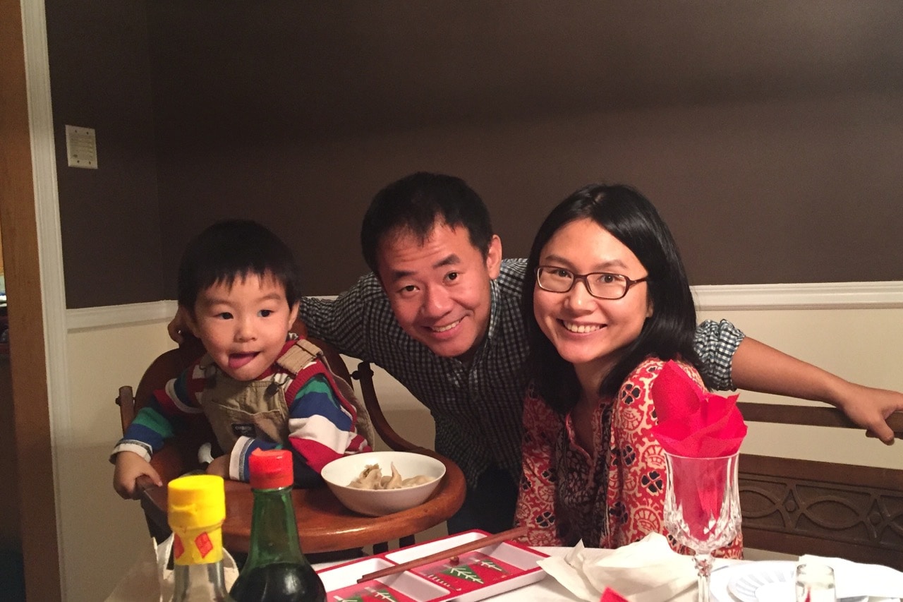 Xiyue Wang, a naturalized American citizen from China, arrested in Iran, is shown with his wife and son in this family photo in Princeton, New Jersey, on 18 July 2017, Courtesy Wang Family photo via Princeton University/Handout via REUTERS