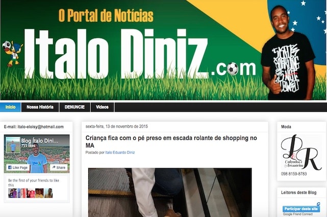 Screenshot of Diniz's blog