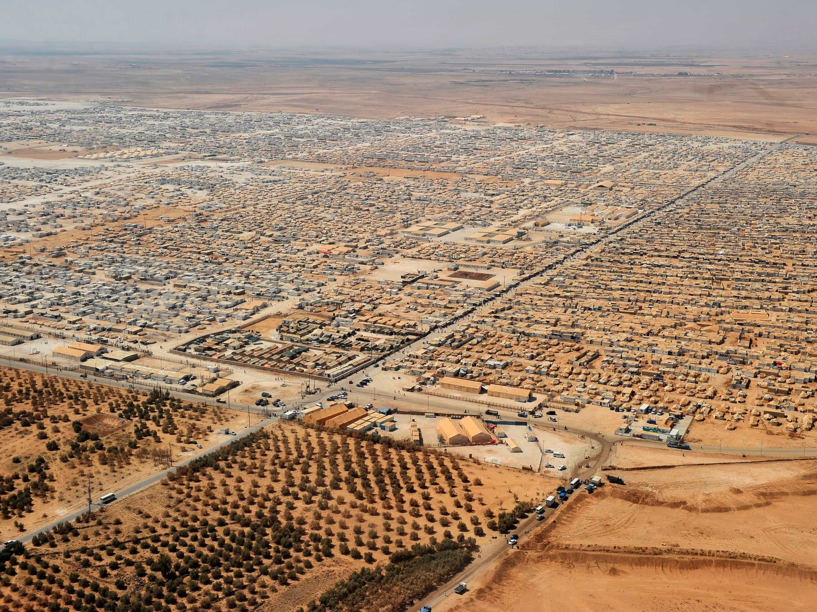 An aerial view of the Zaatari refugee camp, which holds roughly 115,000 Syrian refugees in Jordan about 12 km from the Syrian border, REUTERS/Mandel Ngan/Pool