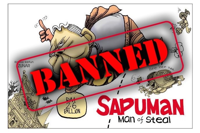 Image taken from Zunar's website https://www.zunar.my/news/sapuman-cartoon-book-banned-statement-by-zunar-eng-bm/