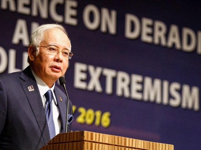 In this 25 January 2016 photo, Malaysian Prime Minister Najib Razak speaks at a conference in Kuala Lumpur, Malaysia, AP Photo/Joshua Paul