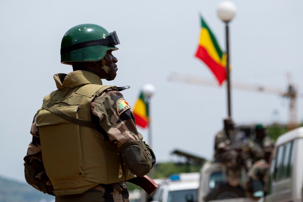 Malian police forces secure the area during the National Day military parade in Bamako, 22 September 2018, Xaume Olleros/Getty Images