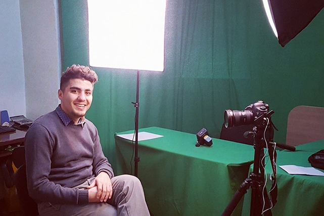 Mehman Huseynov in his recording studio on 26 January 2017.