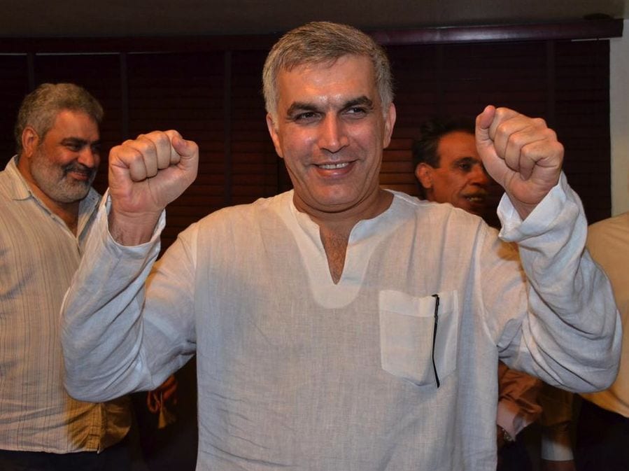 Nabeel Rajab shortly after his release on 13 July 2015. , Twitter / @nabeelrajab