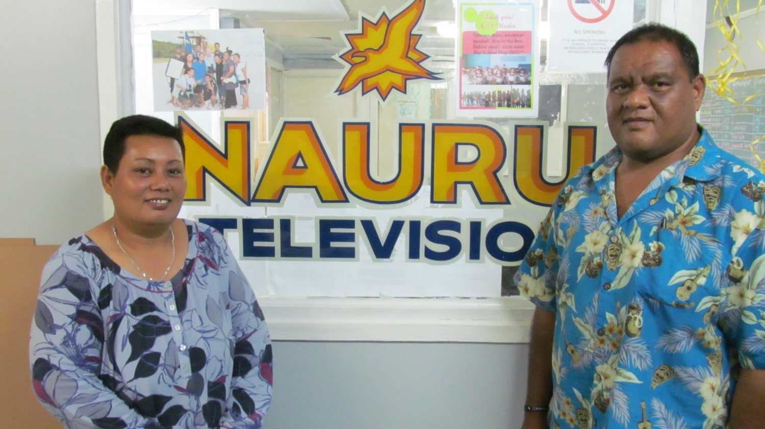 Nauru Media Bureau Assistant Director, Sharain Hiram and Radio Nauru Editor, Dominic Appi, PFF/Pacmas