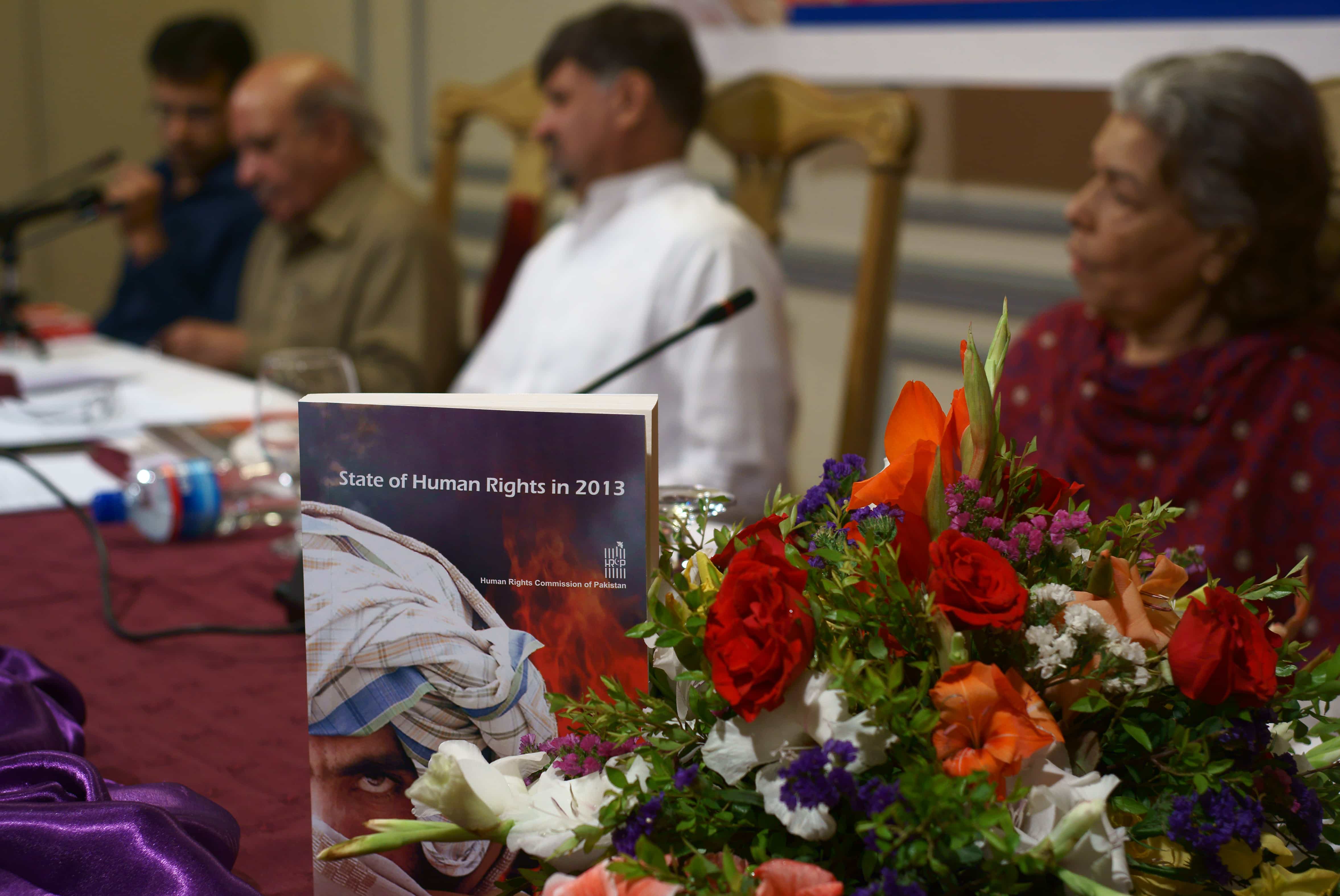 Officials from the Pakistan Human Rights Commission present their report in Islamabad, Pakistan, in April 2014., B.K. Bangash, AP