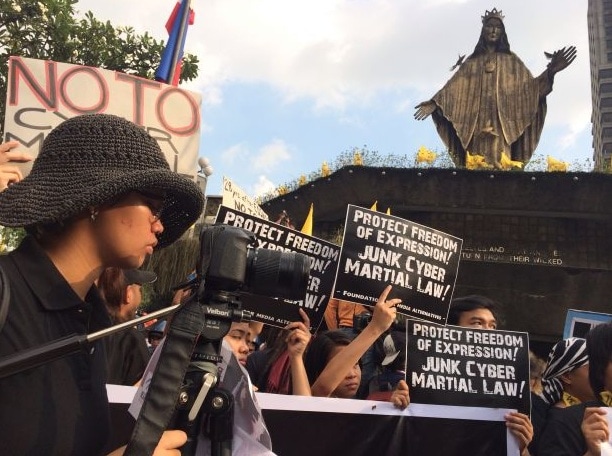 Demonstrators pictured during the "Black Tuesday" protest against the Cybercrime Law, 25 February 2014, CMFR