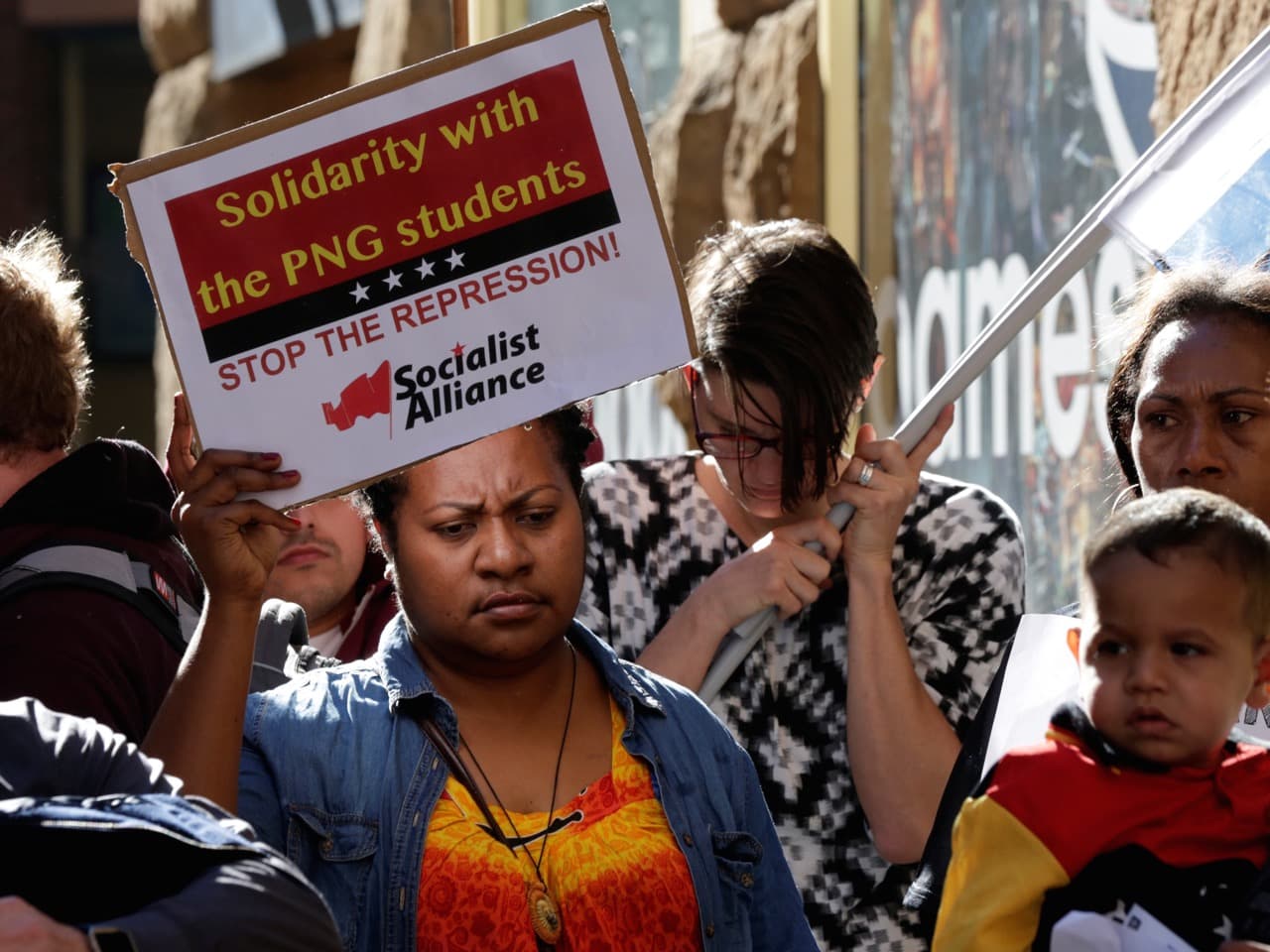 On 10 June 2016, a Papua New Guinean, resident in Australia, participates in a protest in Sydney against PNG police violence earlier in the week against university students in Port Moresby, REUTERS/Jason Reed