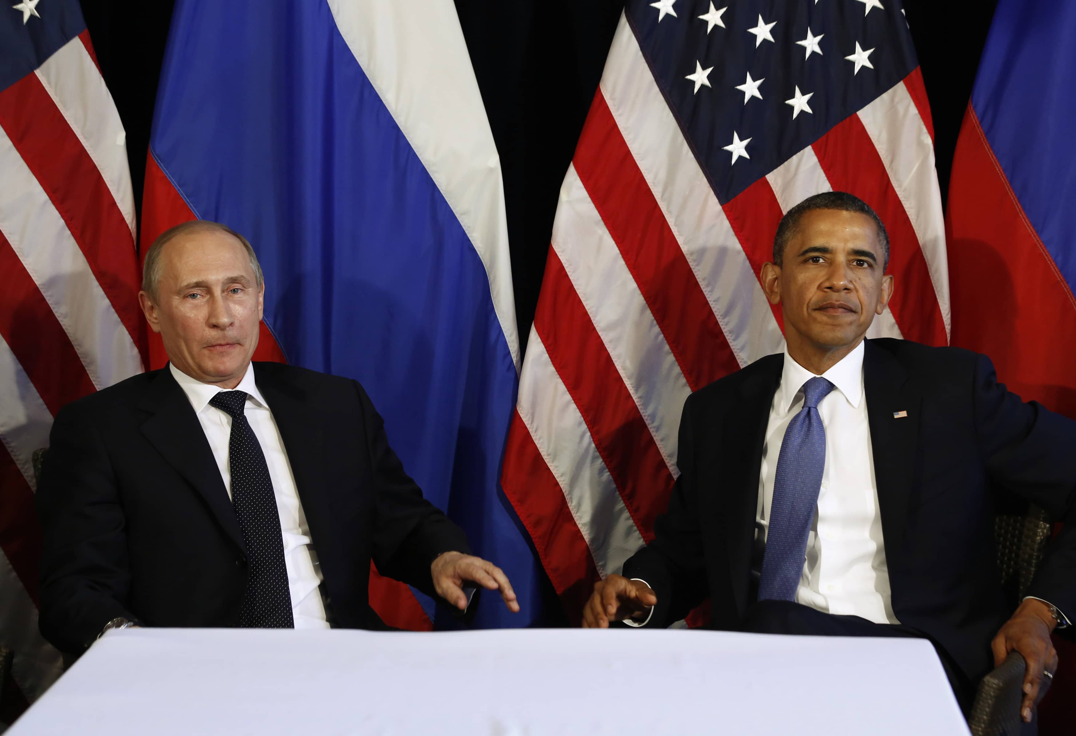 US President Barack Obama meets with Russia's President Vladimir Putin in Los Cabos, Mexico, June 18, 2012, REUTERS/Jason Reed