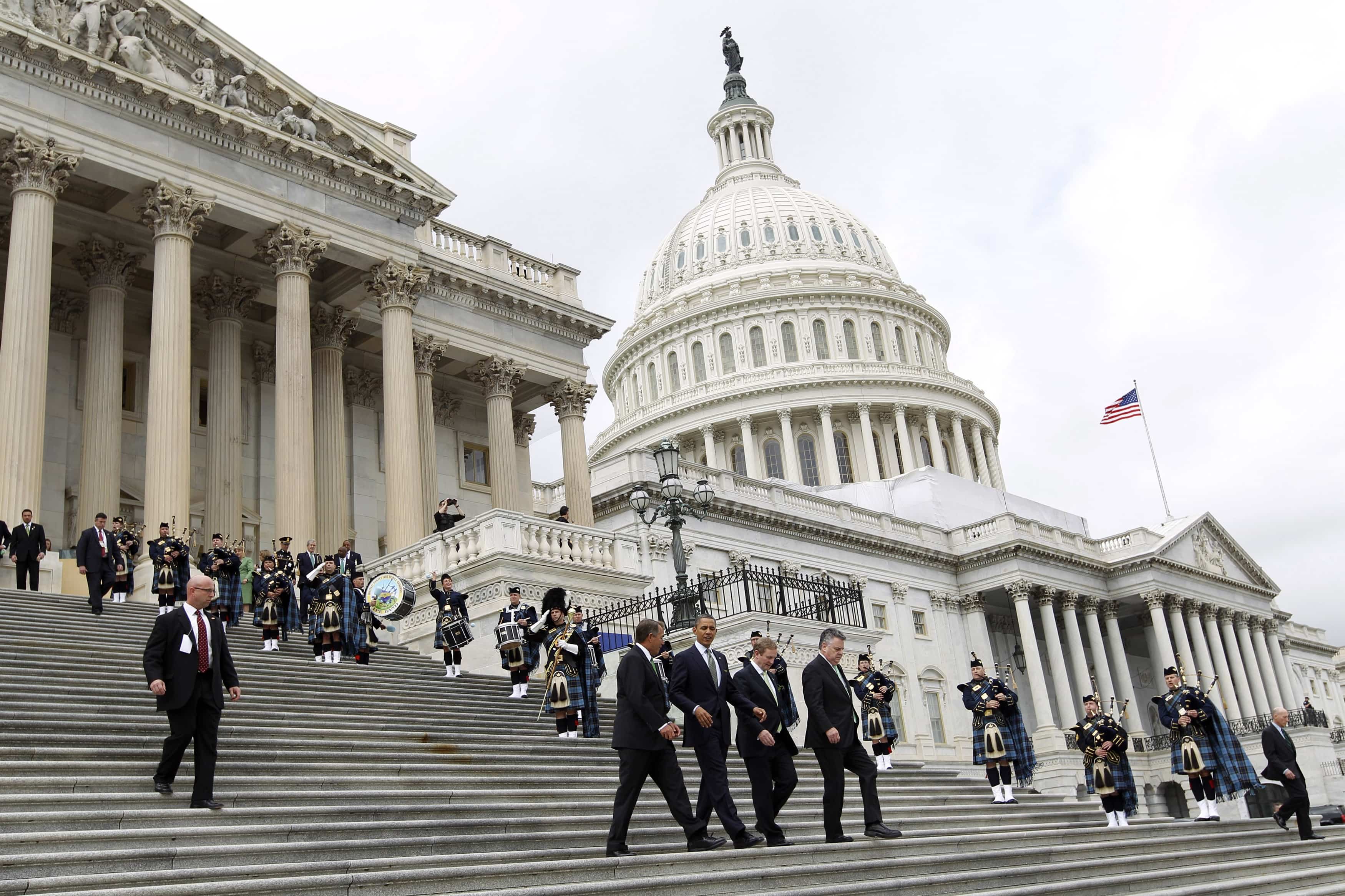 U.S. President Barack Obama and other politicians outside the U.S. Capitol building, REUTERS/Jose Luis Magana