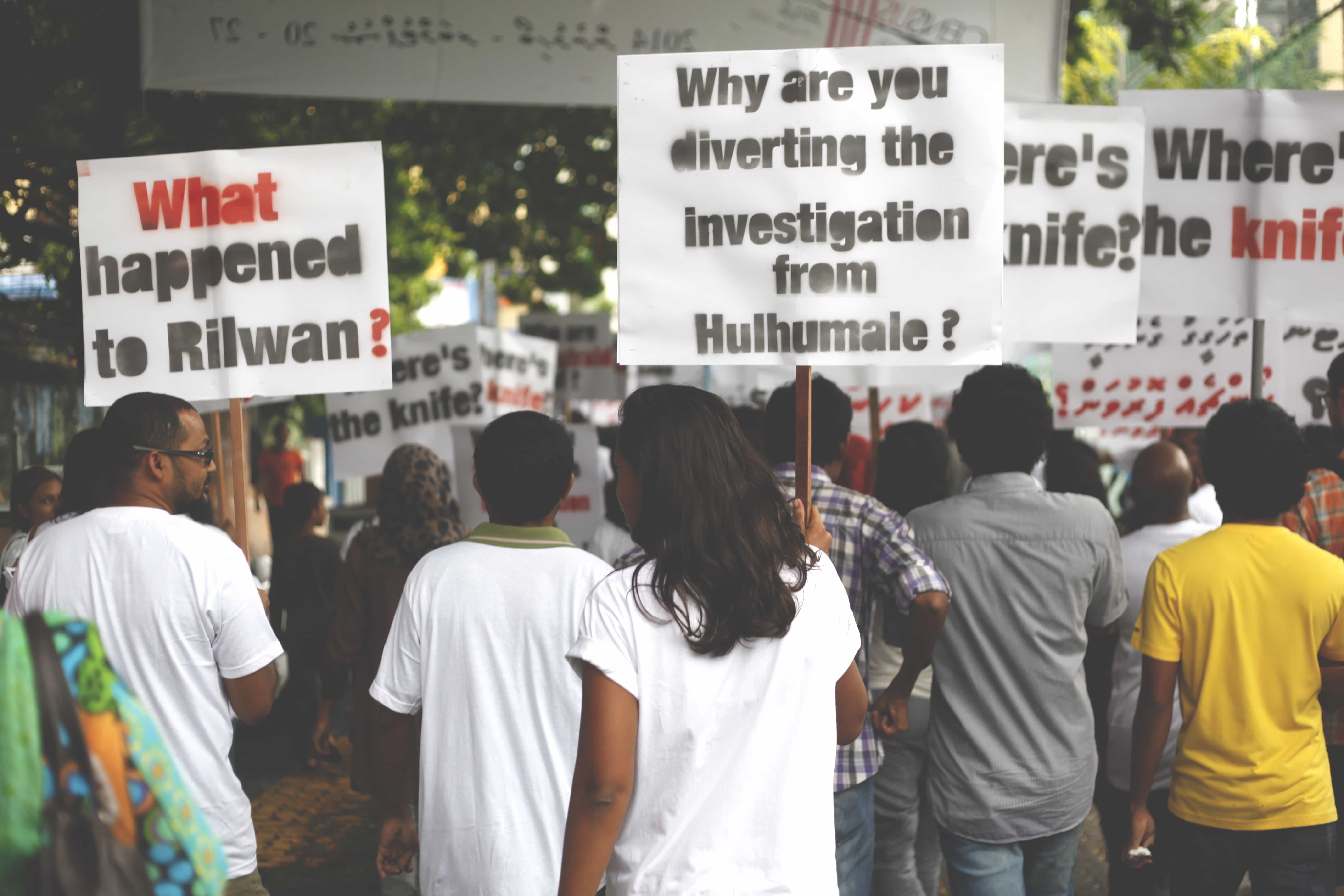 Protestors demand investigation into the disappearance of missing reporter Ahmed Rilwan Abdulla, 19 September 2014 , Dying Regime/Flickr