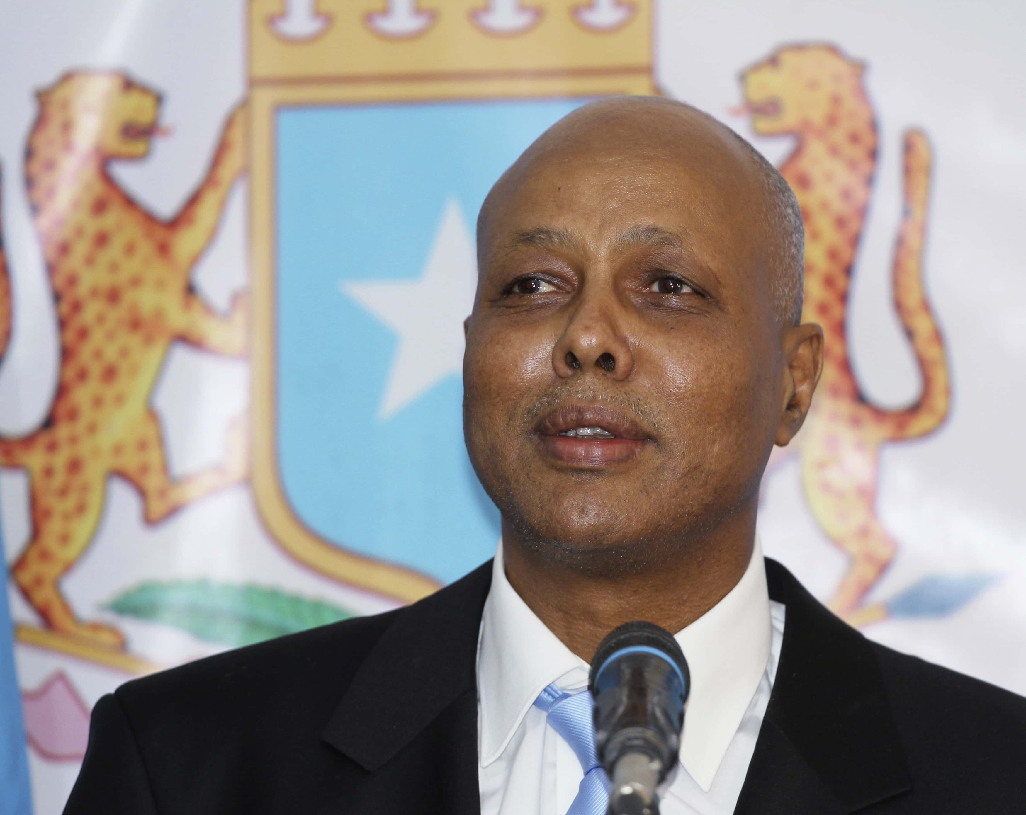 Somalia's Prime Minister Abdiweli Sheikh Ahmed delivers a speech at the Parliament Building in Mogadishu, 21 December 2013, REUTERS/Omar Faruk