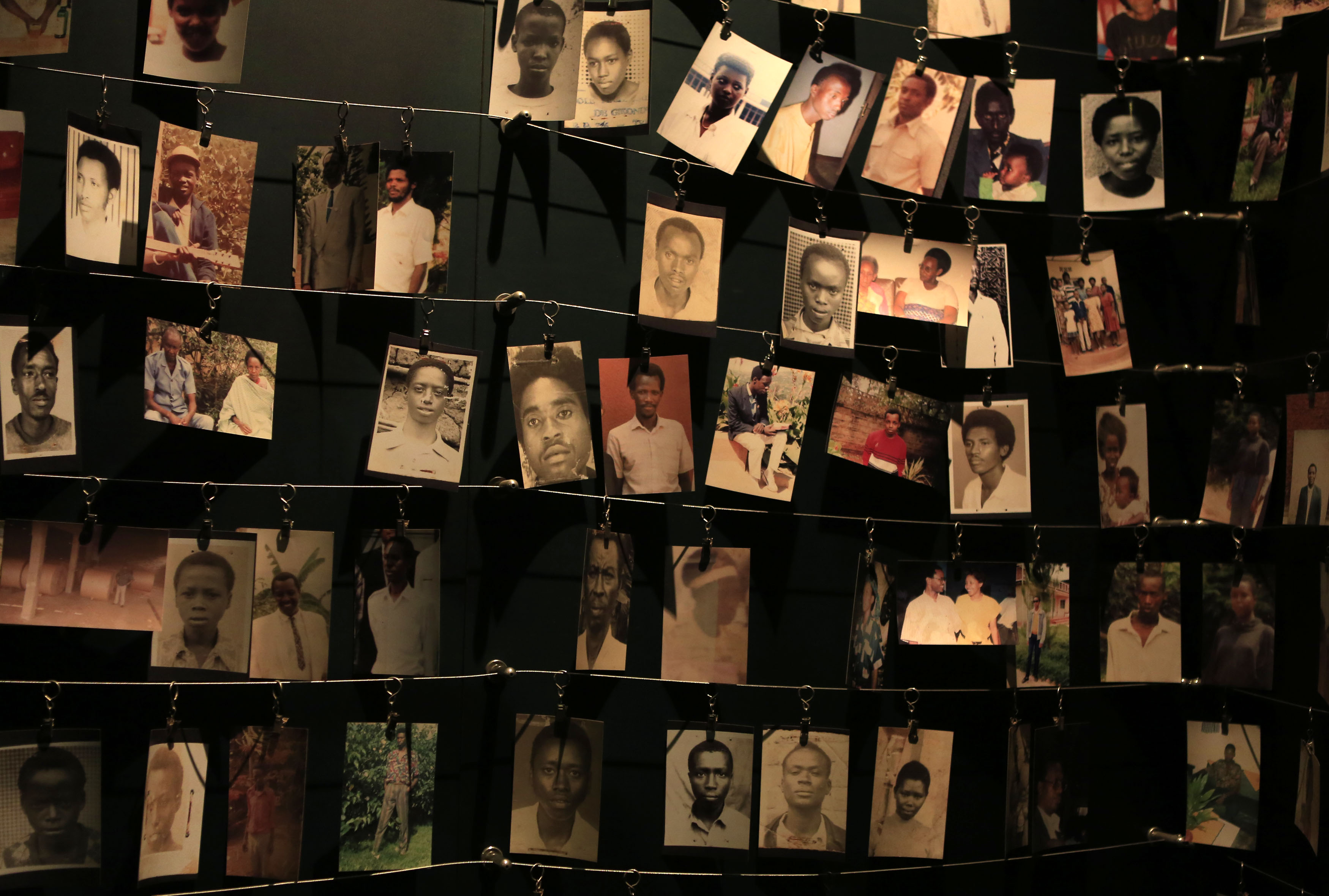 Photographs of people killed during the genocide on display at the Kigali Genocide Memorial Museum, 5 April 2014. , REUTERS/Noor Khamis