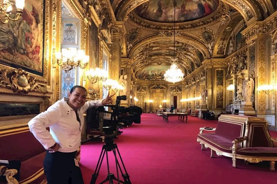 Heidi Yieng Kow has travelled widely for her job, including as pictured here on assignment at the French Senate, Facebook/Heidi Yieng Kow