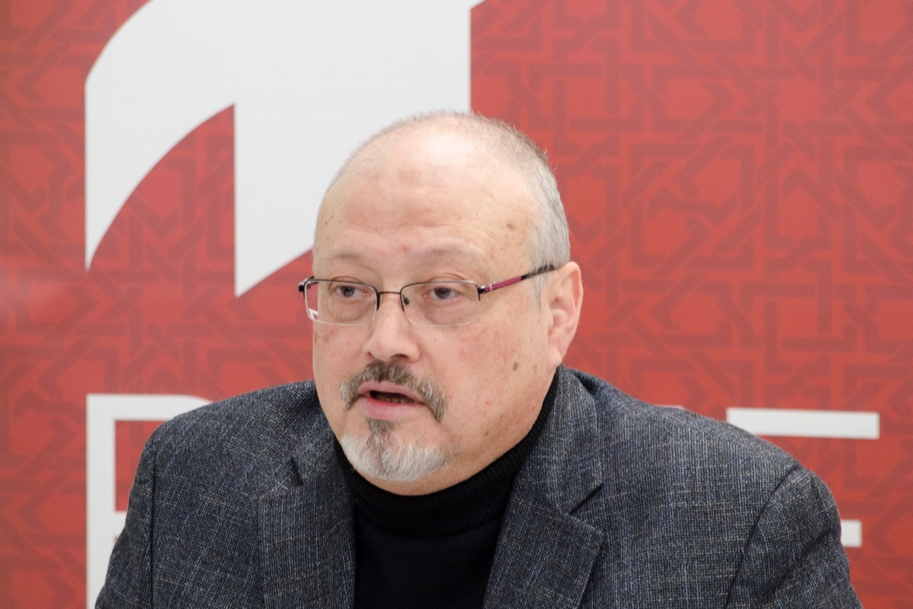 Saudi journalist Jamal Khashoggi offers remarks during POMED's "Mohammed bin Salman's Saudi Arabia: A Deeper Look", Washington, DC, 21 March 2018, POMED/Flickr, Attribution 2.0 Generic (CC BY 2.0)