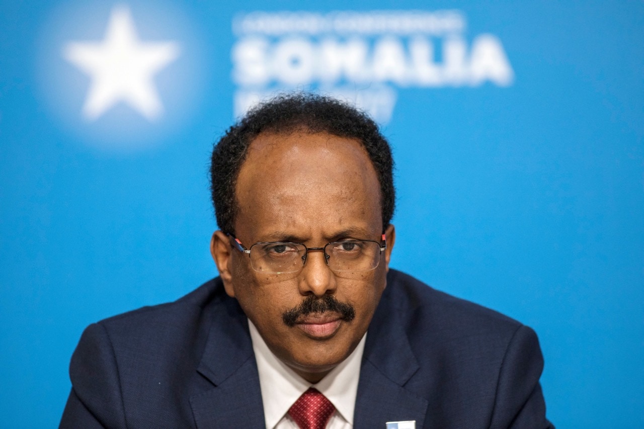 Somalia's President Mohamed Abdullahi Mohamed, listens during the London Somalia Conference, at Lancaster House, in London, 11 May 2017, Jack Hill/Pool Photo via AP