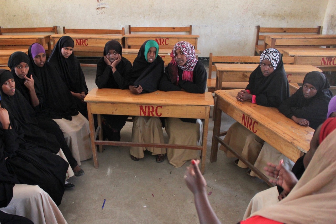 Teenage girls attend an after-school club at the Sheik Nuur Primary School in Hargeisa, Somaliland, 16 February 2014, AP Photo/Jason Straziuso