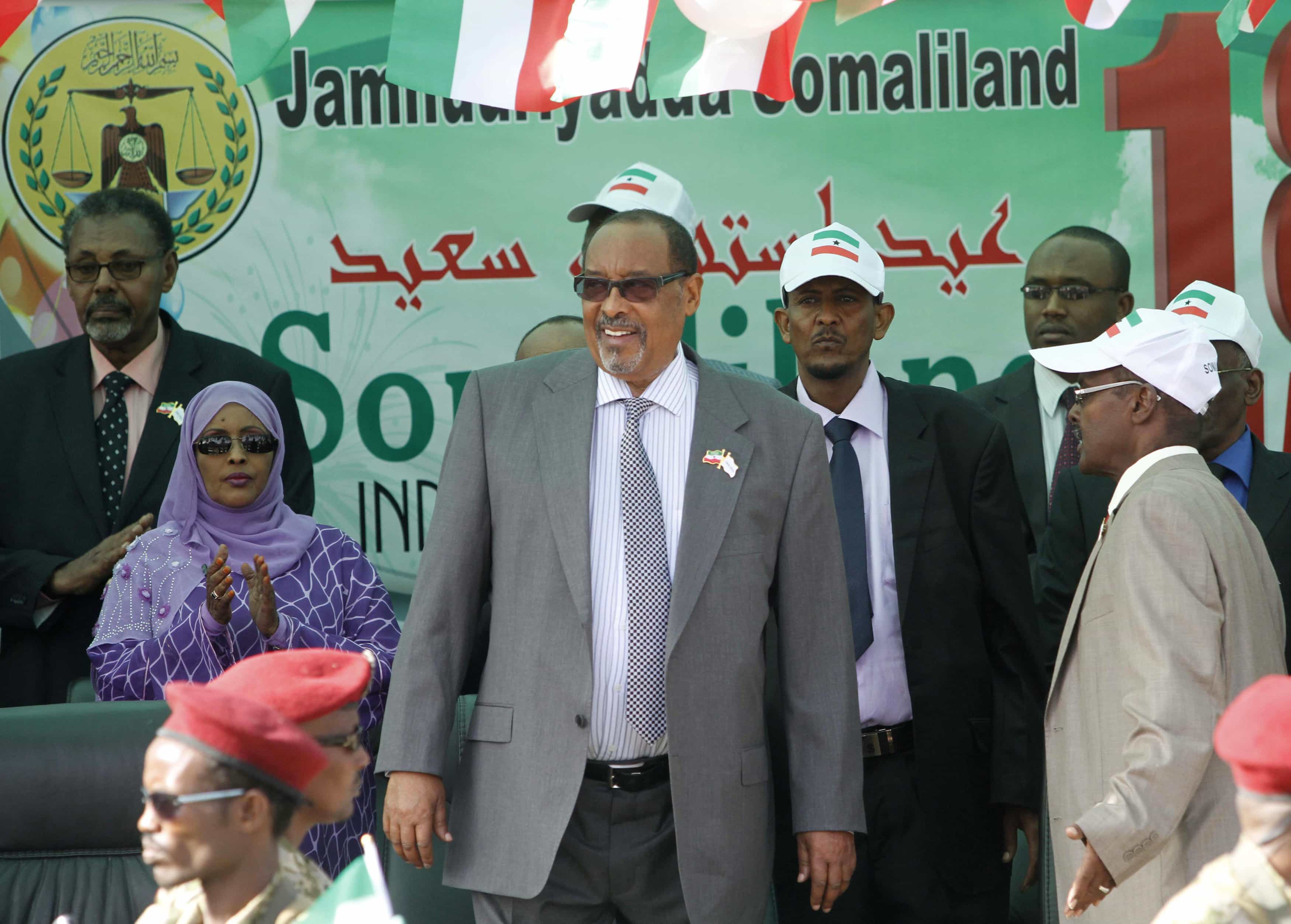 Somaliland President Somaliland President Ahmed Mahamoud Silanyo stands to salute troops in Hargeisa, 18 May 2013, REUTERS/Feisal Omar