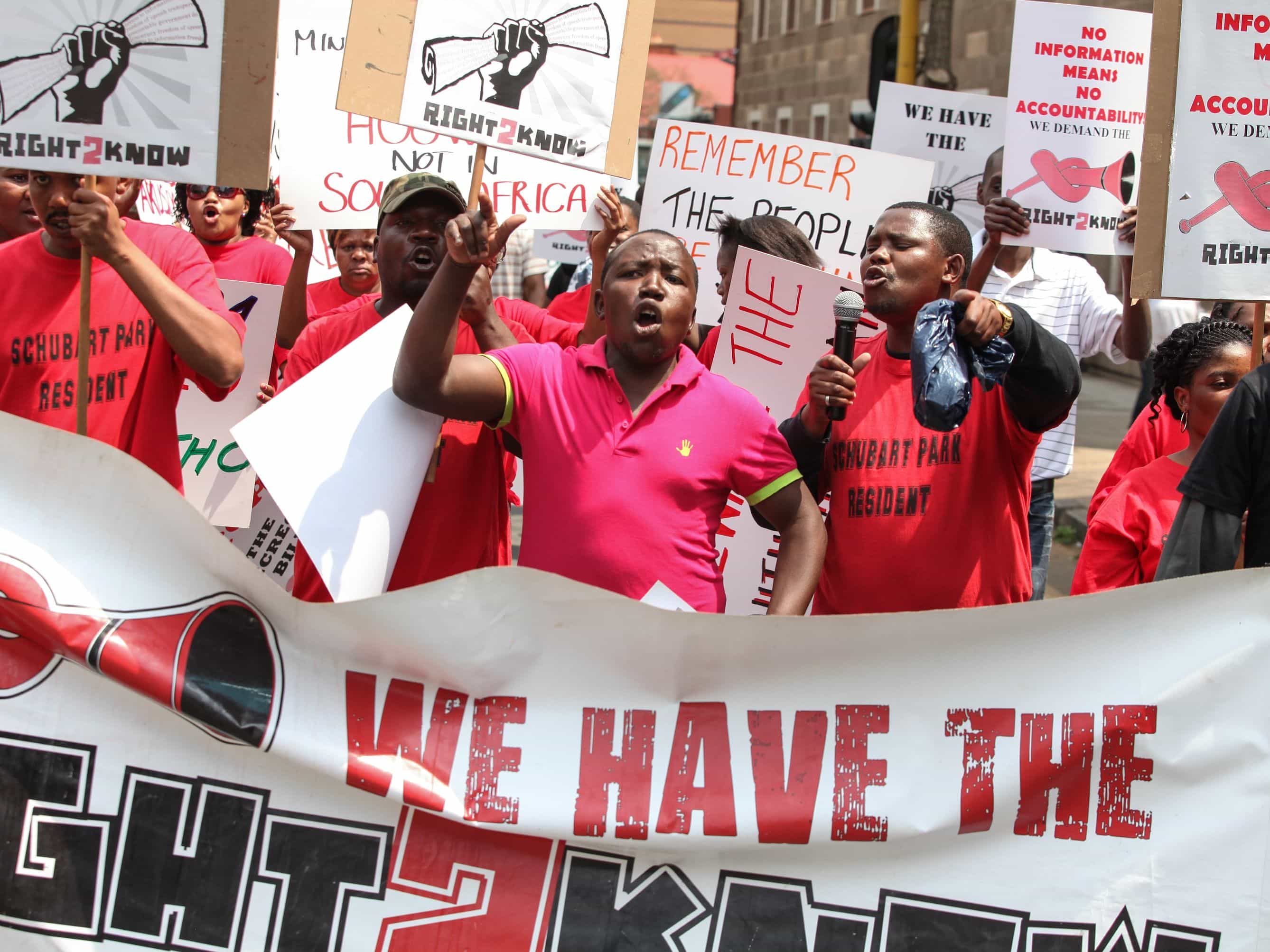 Right2Know campaigners march over the Protection of State Information Bill in Pretoria, South Africa, September 2012, Jordi Matas/Demotix