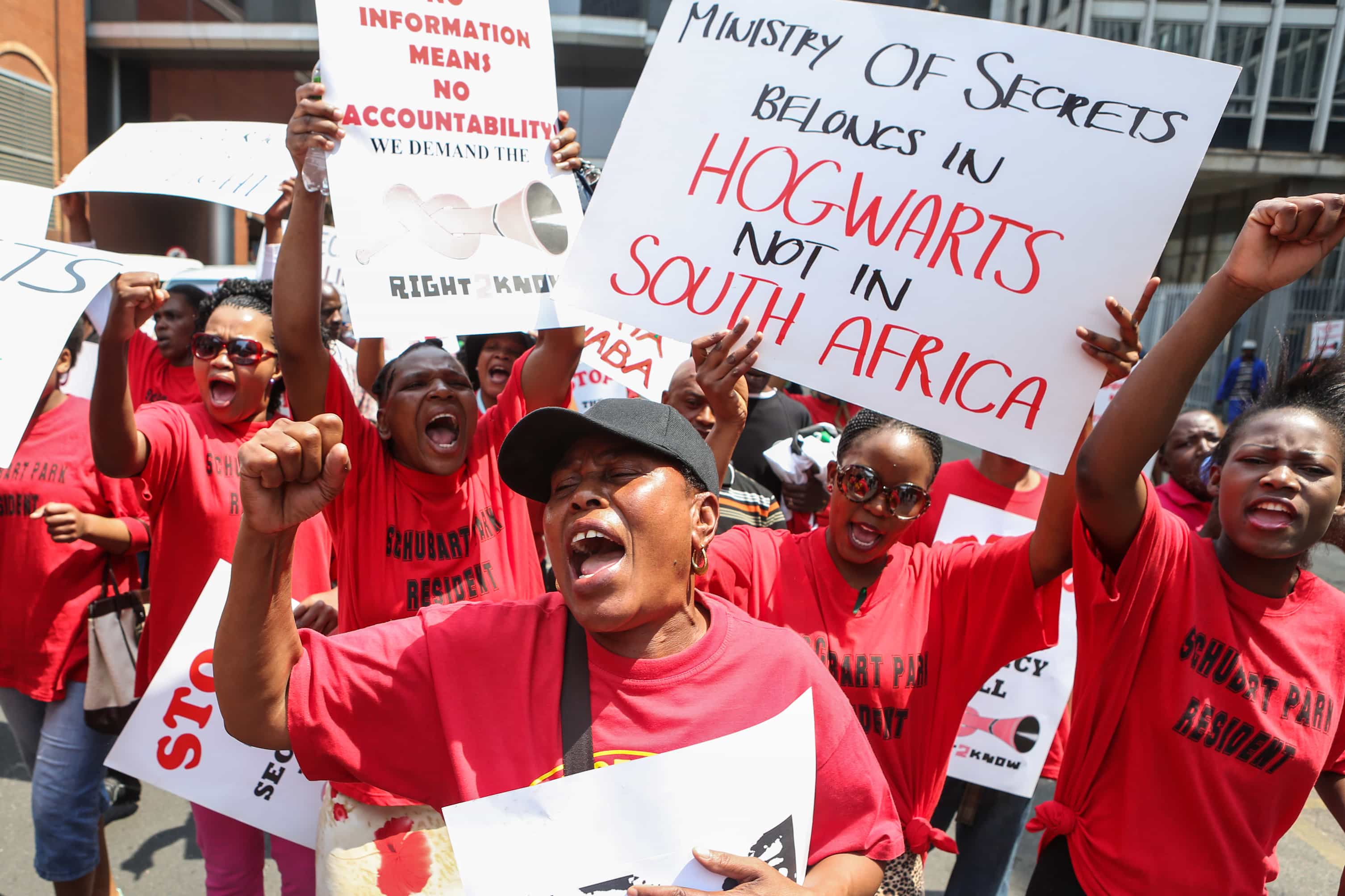 Supporters of the Right2Know campaign protest against the Protection of State Information Bill in Pretoria, 28 September 2012., Jordi Matas/Demotix