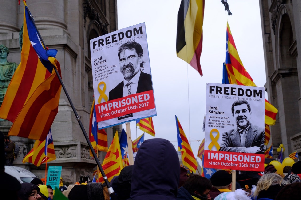 Thousands of Catalonians and supporters protest for the Independence of Catalonia in Brussels, Belgium, 7 December 2017 , Thierry Monasse/Getty Images