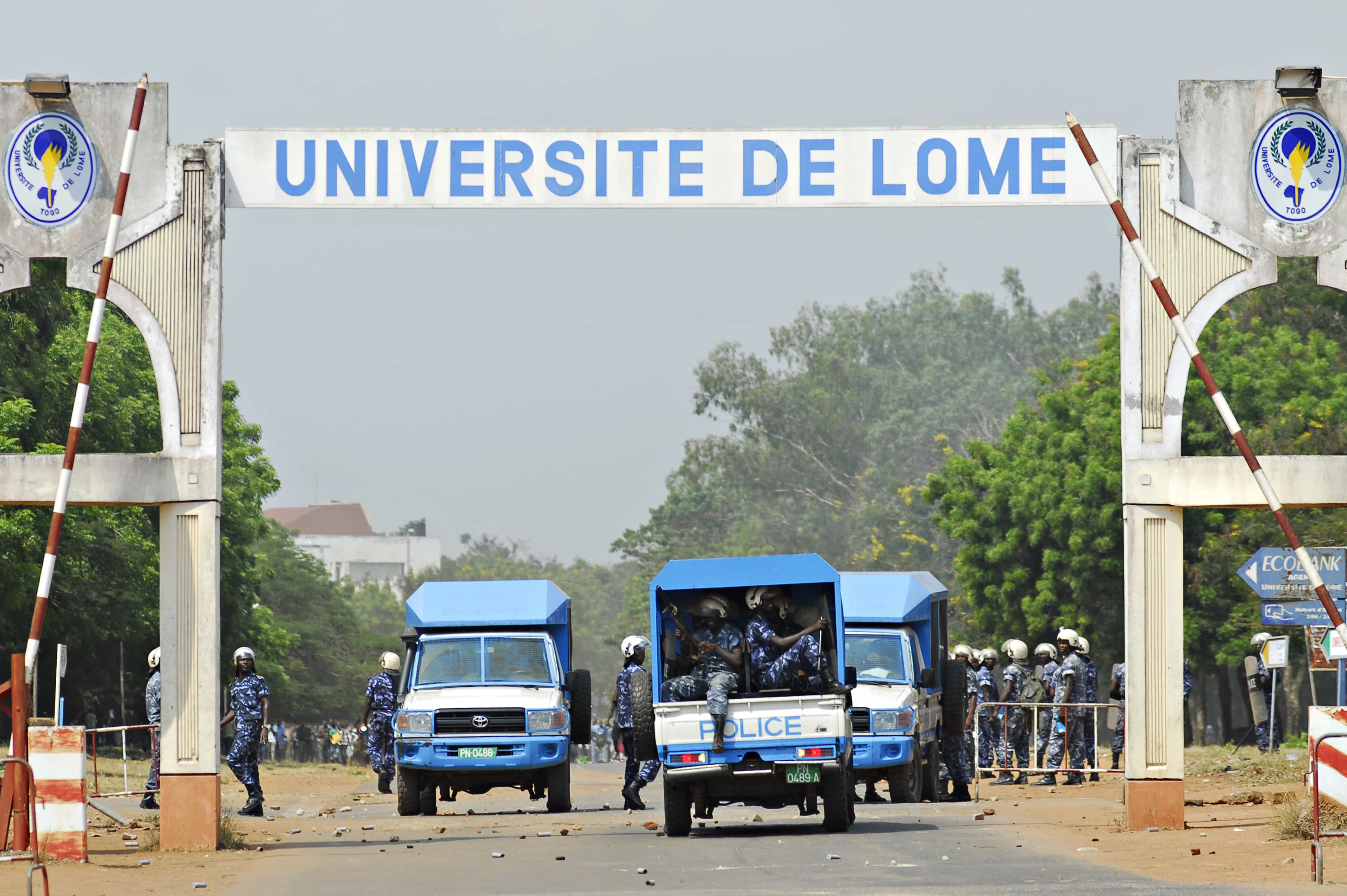 Police arrive at a demonstration at the University of Lomé on 8 December 2011., Daniel Hayduk/Demotix