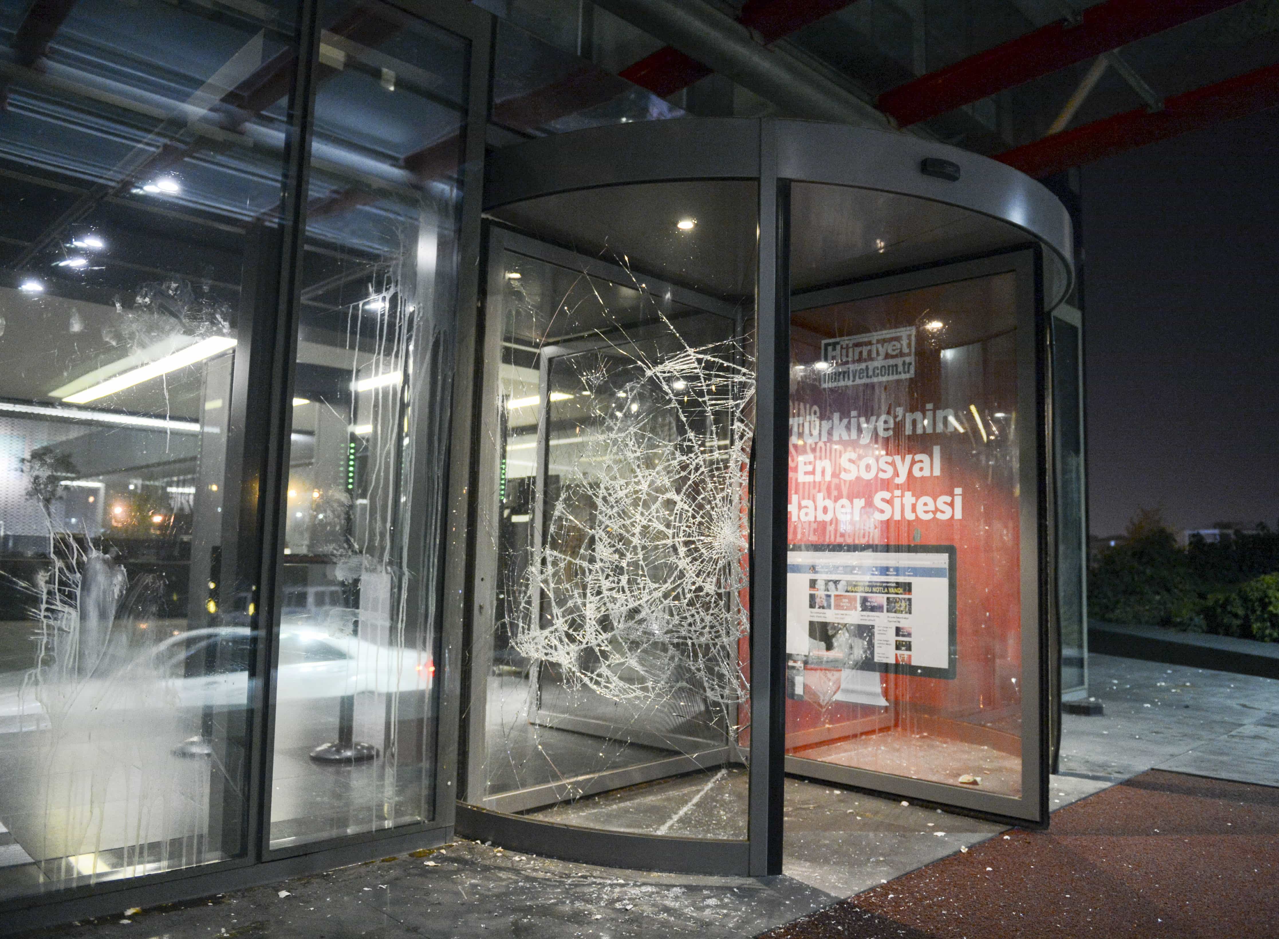 This photo taken on 7 September 2015 shows the main entrance of Hurriyet newspaper in Istanbul, AP Photo