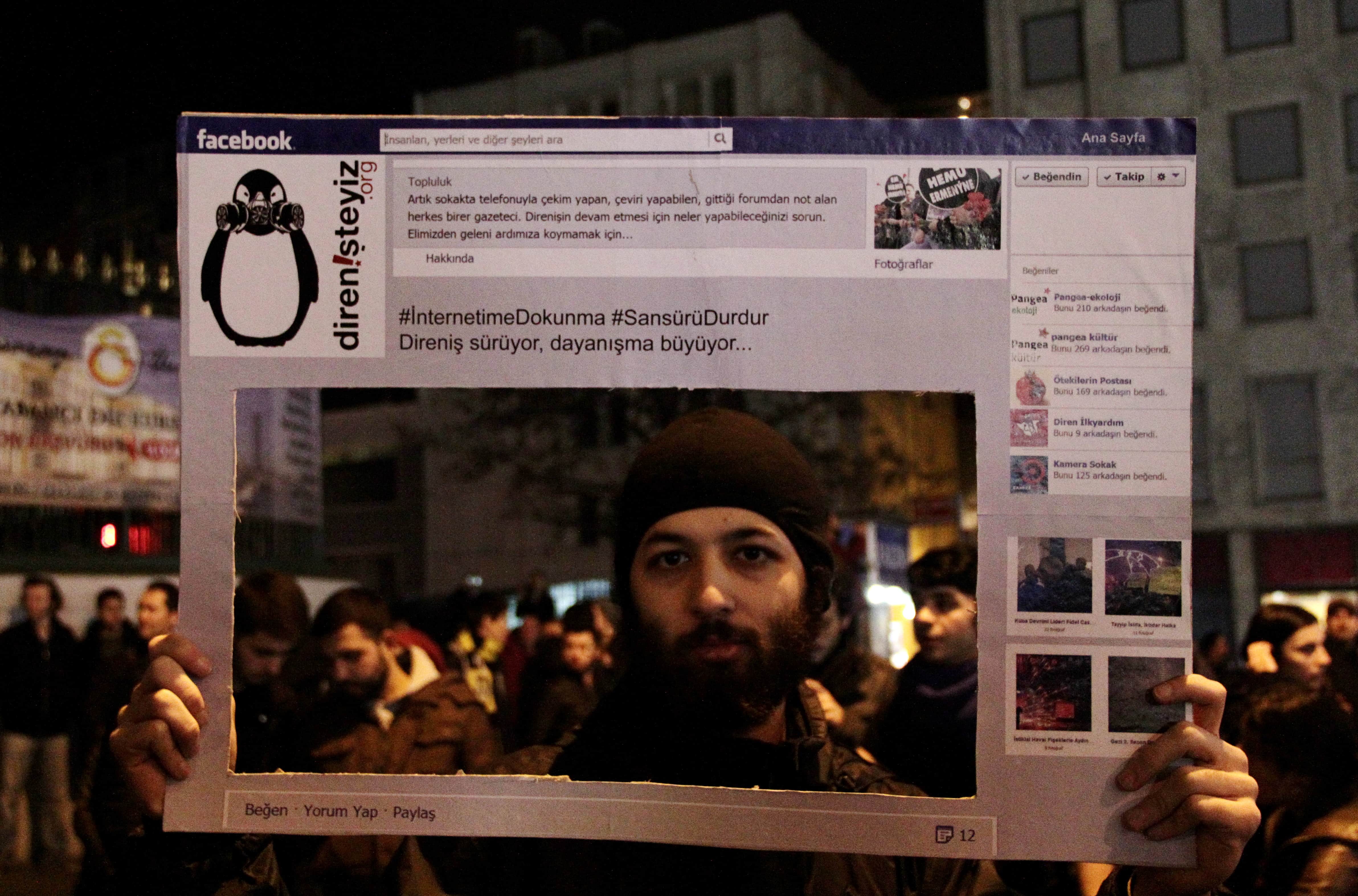 People protest the government plan to expand controls over the public's use of the Internet in Istanbul, February 2014, Mehmet Burak Zülfikar/Demotix