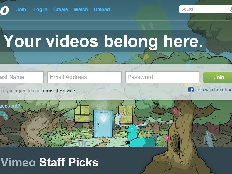 A screenshot of the Vimeo website, https://vimeo.com/