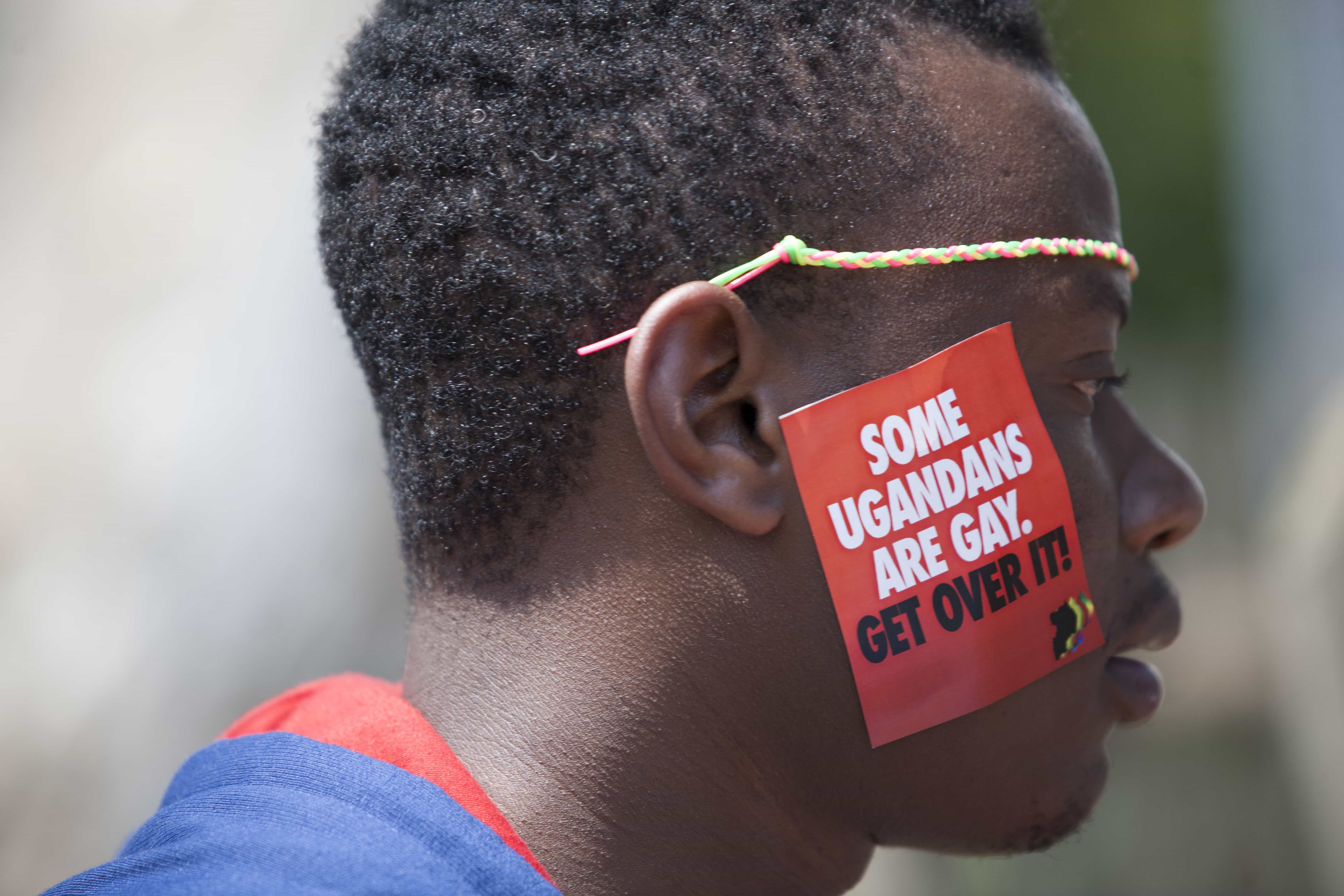 A Ugandan man is seen during the third Annual LGBT Pride celebrations in Entebbe, Uganda, 9 August 2016., AP Photo/Rebecca Vassie, File