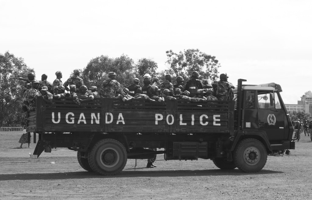 Ugandan police train for riots at an air strip in Kampala, October 2011., Rory Mizen/Flickr