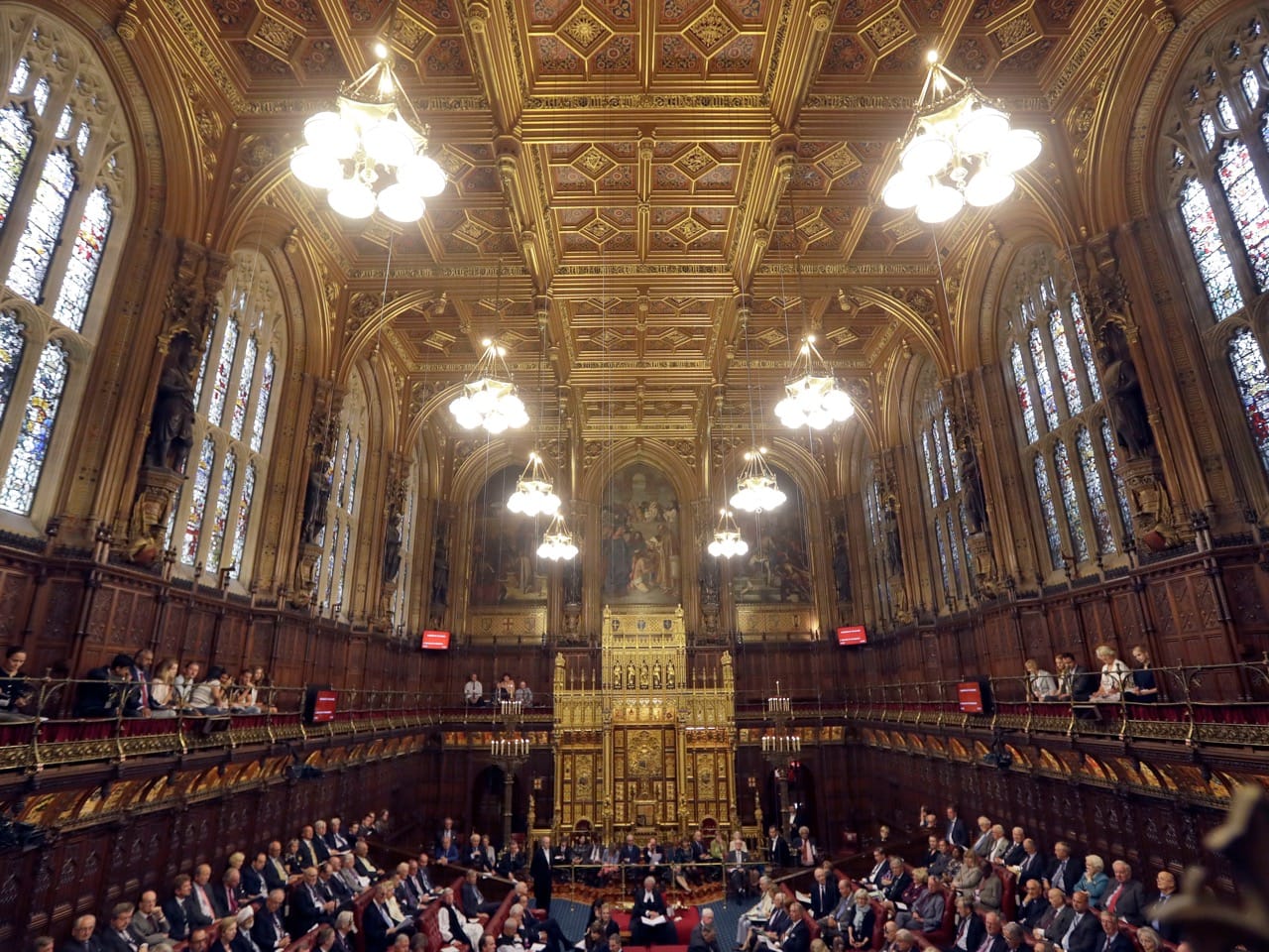 Lord Norman Fowler, the new Lord Speaker, speaks in the House of Lords chamber during his first sitting, in Parliament, London, 5 September 2016, AP Photo/Kirsty Wigglesworth, pool