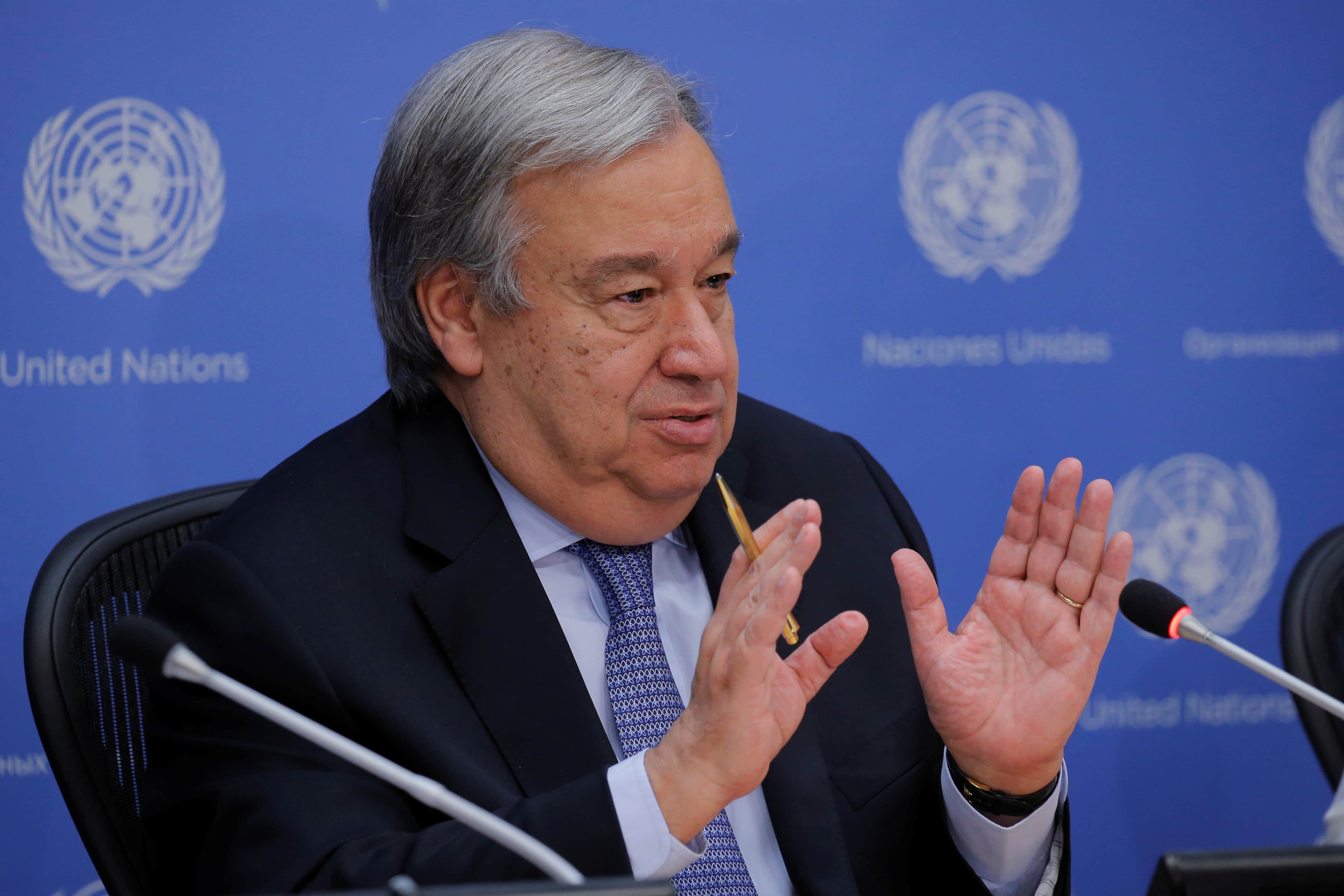 United Nations Secretary-General Antonio Guterres takes part in a news conference at the UN headquarters in New York, U.S., 20 June 2017, REUTERS/Lucas Jackson