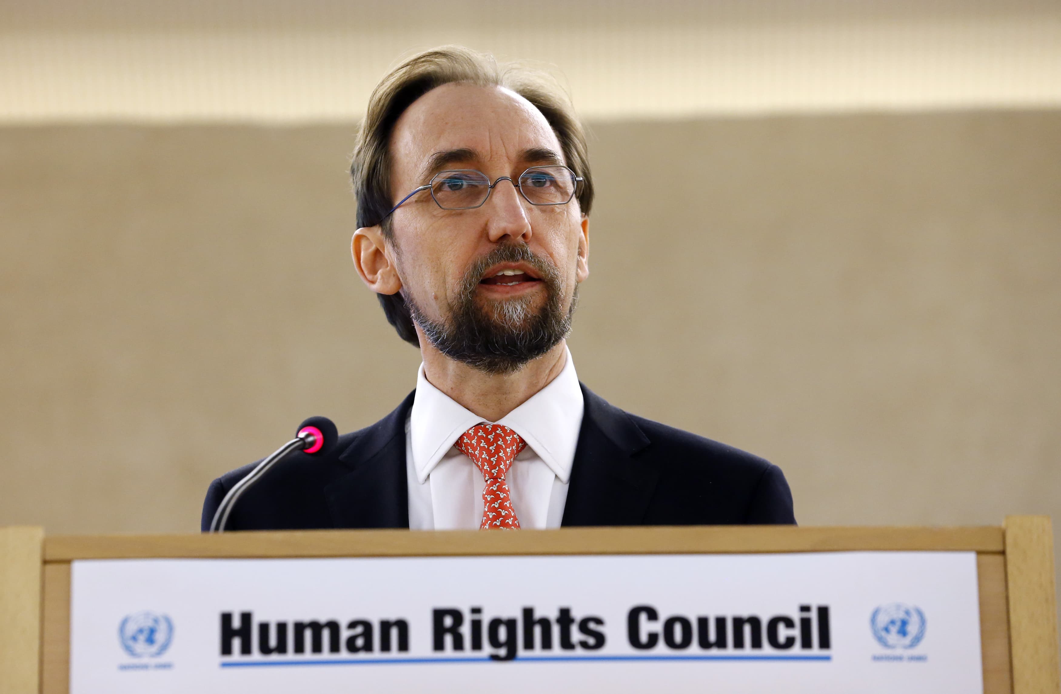 United Nations High Commissioner for Human Rights Zeid Ra'ad Al Hussein addresses the 28th Session of the Human Rights Council at the United Nations in Geneva, 2 March 2015, REUTERS/Denis Balibouse