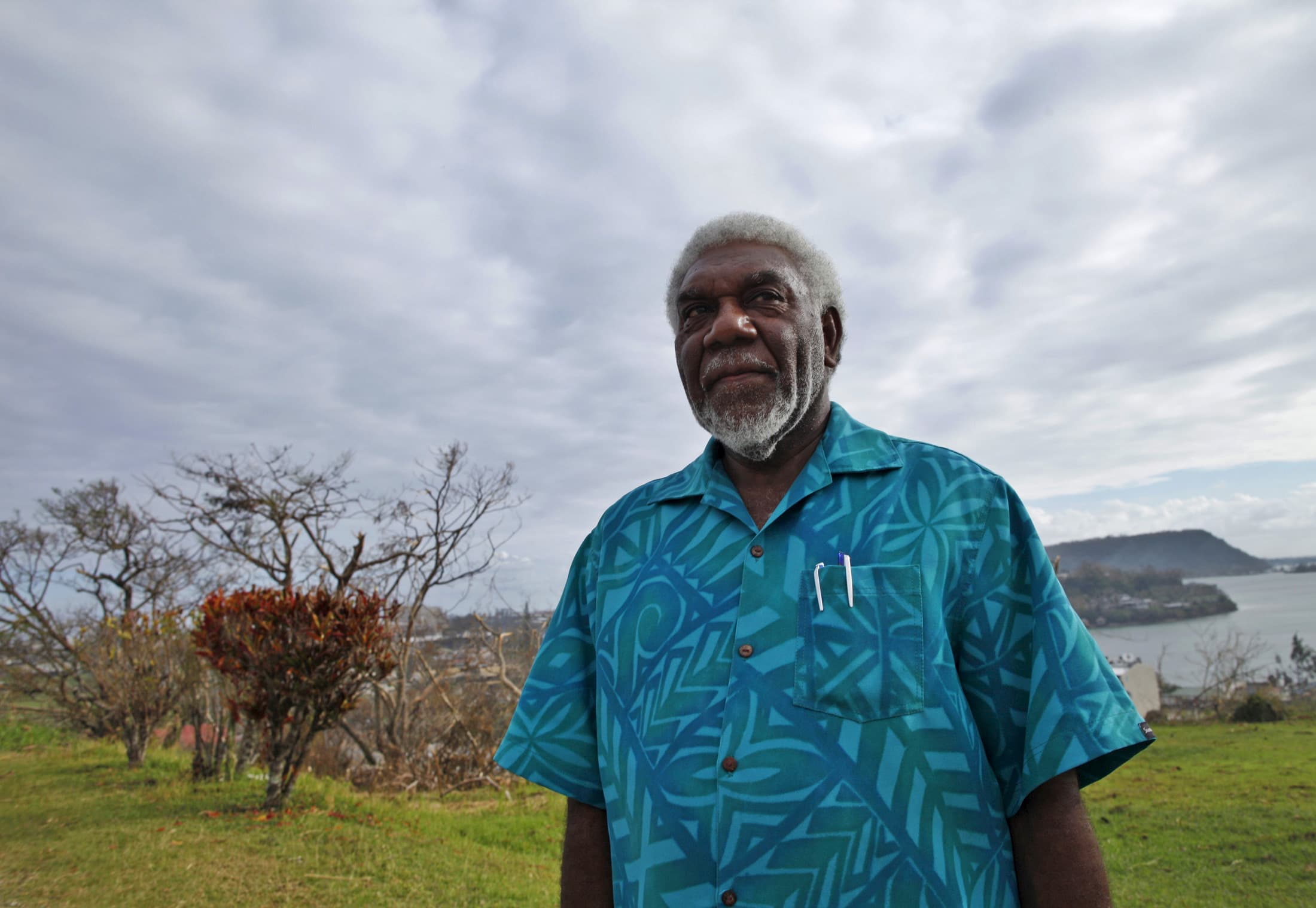 Prime Minister Joe Natuman speaks to Reuters outside his office in Port Vila, capital city of Vanuatu, 19 March 2015, REUTERS/Edgar Su