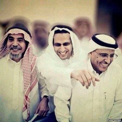 Profile photo for Waleed Abu al-Khair's Twitter account @WaleedAbulkhair. Abulkhair is in the center, Twitter