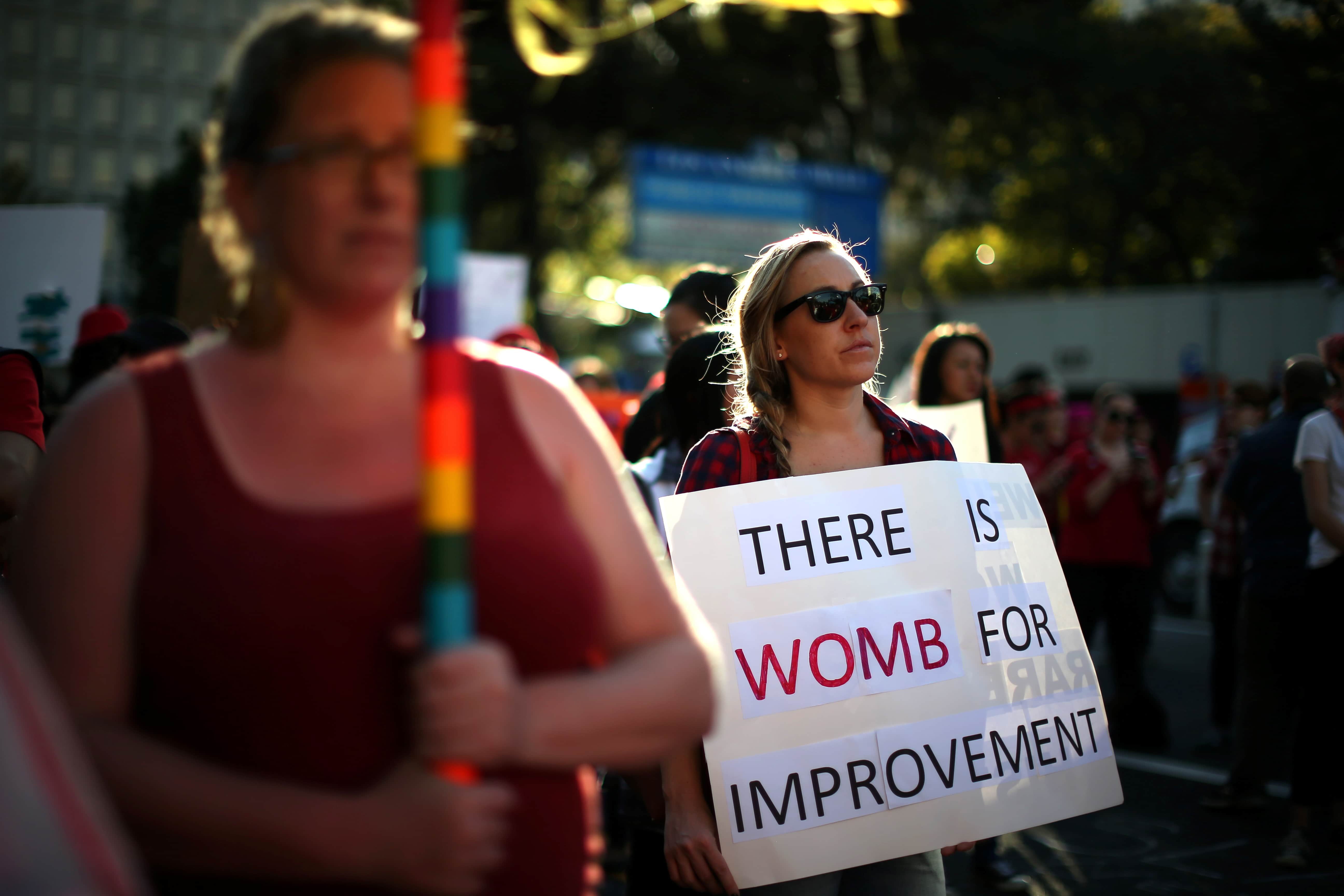 People participate in the International Women's Day "Day Without a Women" anti-Trump protest in Los Angeles, California, U.S., March 8, 2017, REUTERS/Lucy Nicholson