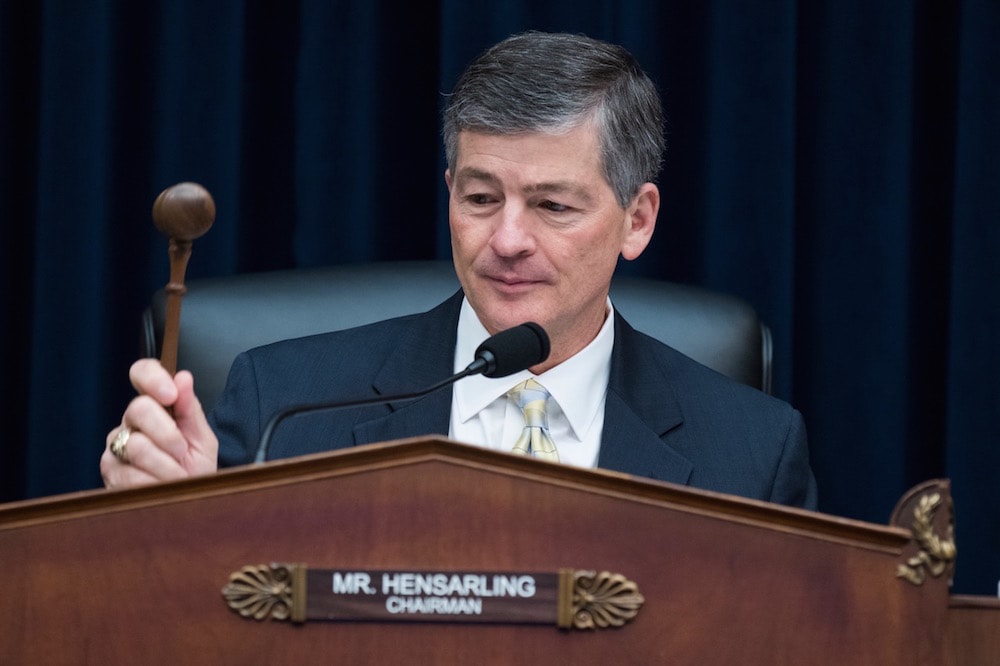 Chairman Jeb Hensarling, R-Texas, uses his gavel during a hearing titled "Financial Industry Regulation: the Office of the Comptroller of the Currency", Washington, DC, 13 June 2018, Tom Williams/CQ Roll Call