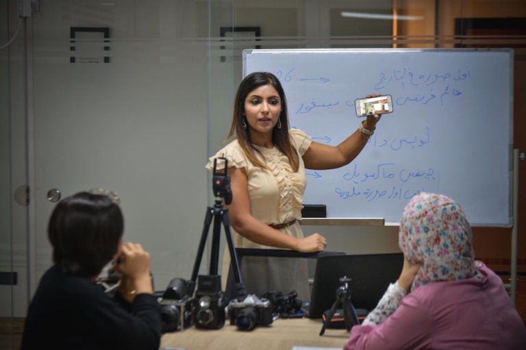 Journalist Solafa Magdy leading a Mobile Photography Workshop, Cairo, Egypt, 30 September 2018, Startup Haus Cairo/Facebook