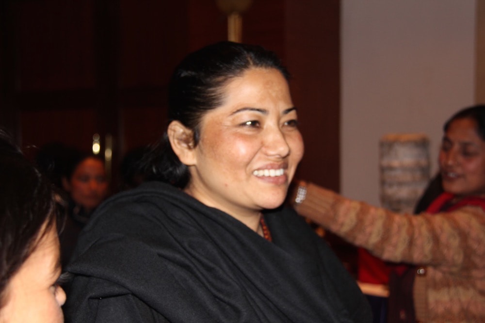 NCP youth leader Ram Kumari Jhakri, at an event in Kathmandu, Nepal, 13 December 2013, Photo: Ganesh Paudel - Own work, CC BY-SA 3.0, https://commons.wikimedia.org/w/index.php?curid=30165160