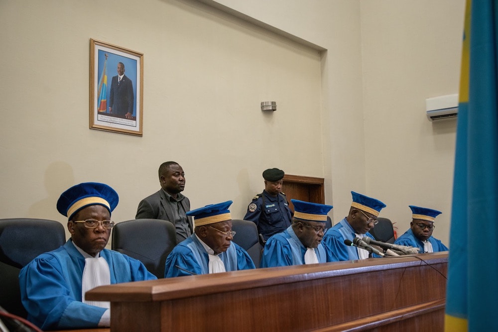 Des juges du Tribunal Constitutionnel, à Kinshasa, République démocratique du Congo, le 19 janvier 2019, CAROLINE THIRION/AFP via Getty Images
