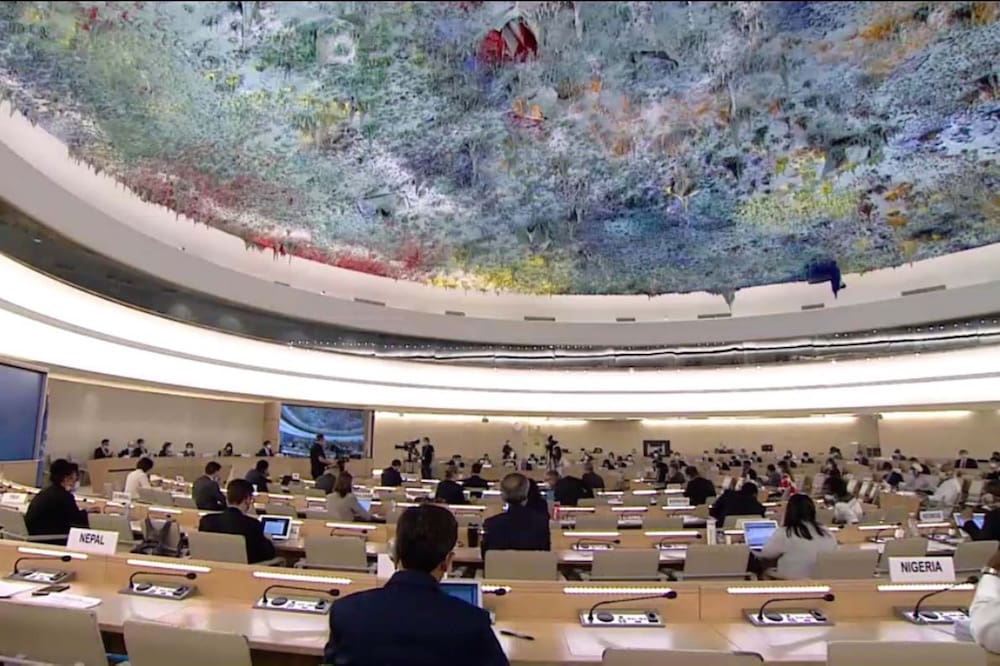 A session of the UN Human Rights Council in Geneva, Switzerland, 19 June 2020, Xinhua via Getty Images