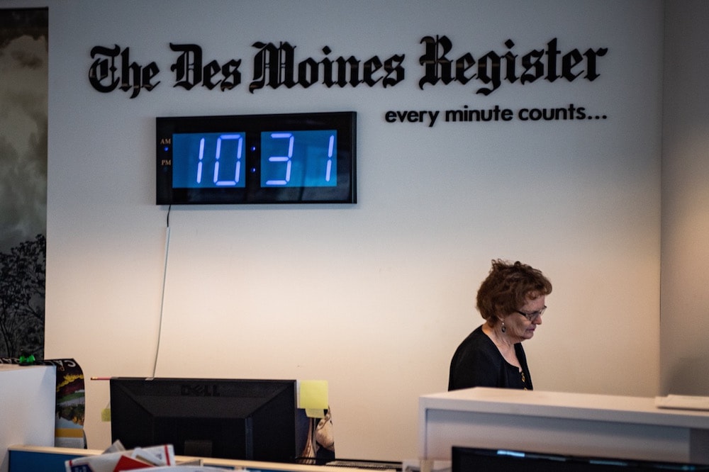 The offices of the "Des Moines Register", in Des Monies, Iowa, 29 January 2020, Salwan Georges/The Washington Post via Getty Images