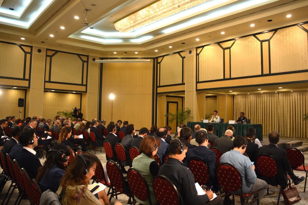 The UN Special Rapporteur on freedom of religion or belief, Ahmed Shaheed, holds a press conference after completing his review, in Tashkent, Uzbekistan, 12 October 2017, Bahtiyar Abdukerimov/Anadolu Agency/Getty Images