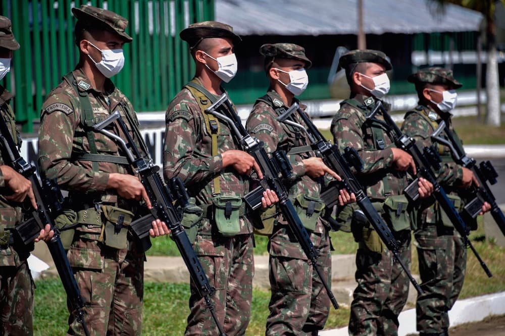 Members of the Brazilian Armed Forces in Auaris, Roraima state, 30 June 2020, NELSON ALMEIDA/AFP via Getty Images