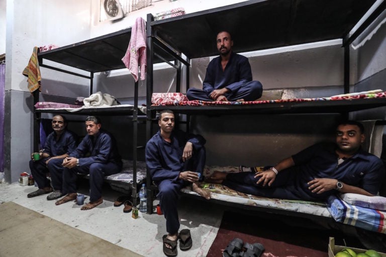 A picture taken during a guided tour organised by the Egyptian State Information Service shows inmates resting in their cell at Borg el-Arab prison, near the city of Alexandria, 20 November 2019, MOHAMED EL-SHAHED/AFP via Getty Images